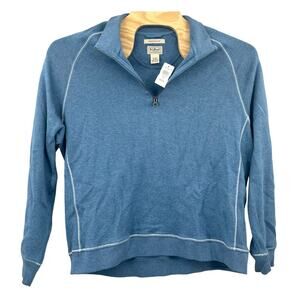 LL Bean 1/4 Zip Traditional Fit Pullover Stonecoast Sweater XL Chalk Blue NWT
